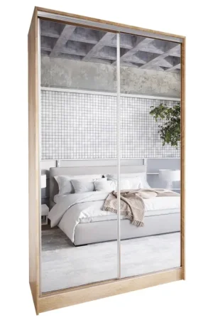 Bestseller Schuifdeurkast met spiegel en lade GRANO C 120 Sonoma