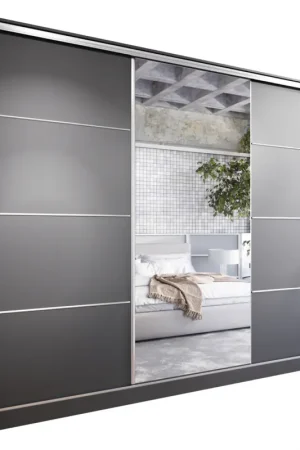 Aanbieding Schuifdeurkast met spiegel en lade ELIA C 250 Zwart