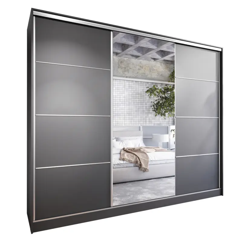 Aanbieding Schuifdeurkast met spiegel en lade ELIA C 250 Zwart