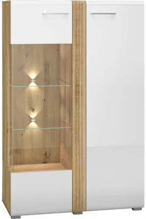 Actieprijs Vitrinekast FLORES FS03L Castello Eikenhout / Witte Glans