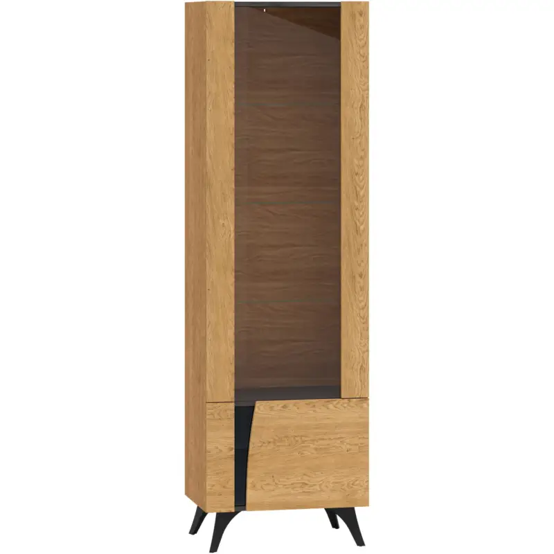 Beperkt Aanbod Vitrinekast rechts TUSCANY 02P eikenhout baltic dune / essenhout portland/ zwart