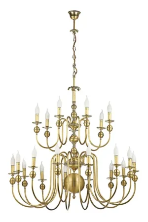 Bestseller Jupiter 879 CE 21 - Hanglamp met vaste pendel CEZAR II 21xE14/40W/230V Messing mat