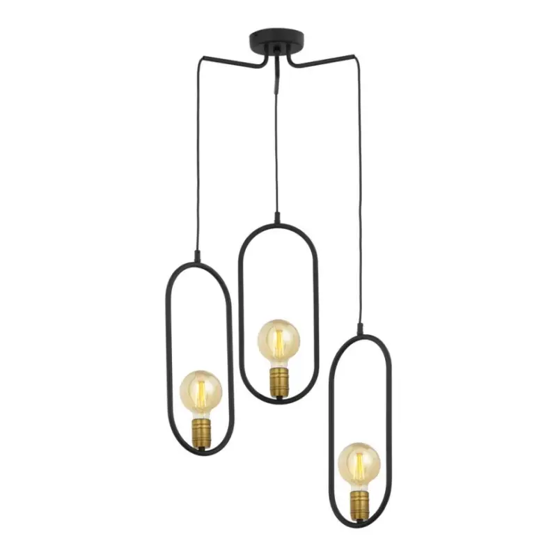 Gratis Retour Jupiter 1818 - PI3 E27 - Hanglamp aan koord PONTI 3xE14/40W/230V zwart