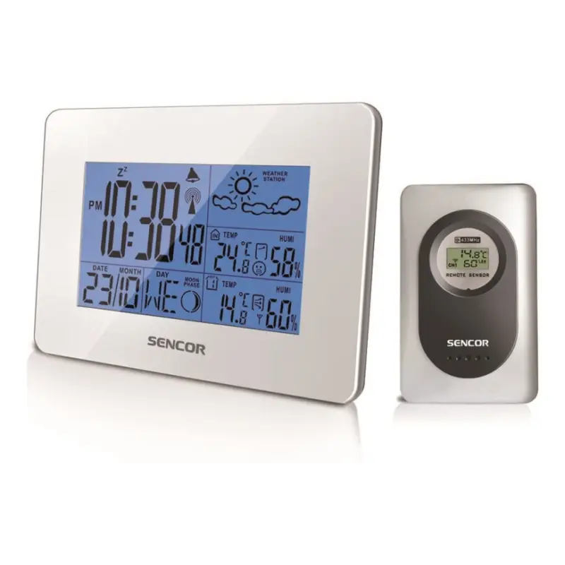 Sencor - Weerstation met LCD scherm en wekker 3xAA + 2xAAA wit Hete Deal