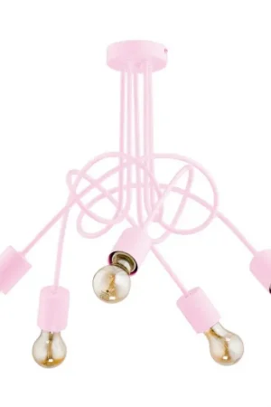 Aan plafond gevestigde plafondlamp voor kinderen TANGO 5xE27/60W/230V roze Voordeelprijs