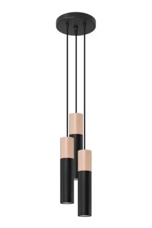 Lage Prijs Hanglamp aan een koord PABLO 3xGU10/40W/230V zwart/beuken