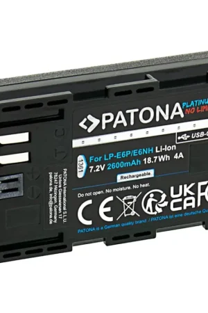 PATONA - Accu Canon LP-E6NH 2600mAh Li-Ion Platinum USB-C Beste Prijs