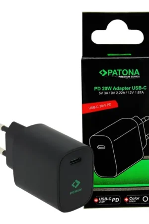 PATONA - Oplader USB-C Power delivery 20W/230V zwart Premium