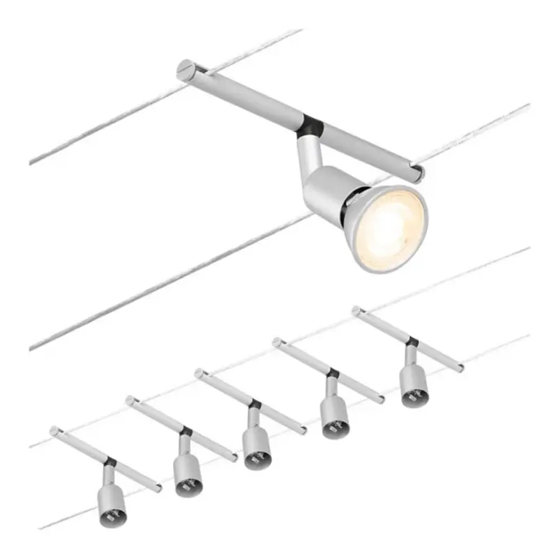 Actieprijs Paulmann 94442 - SET 5xGU5,3/10W Compleet kabelsysteem SALT 230V mat chroom