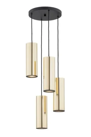 Argon 1693 - Zwart koperen plafondlamp aan koord LINEA 4x E27 / 15W / 230V Nieuw