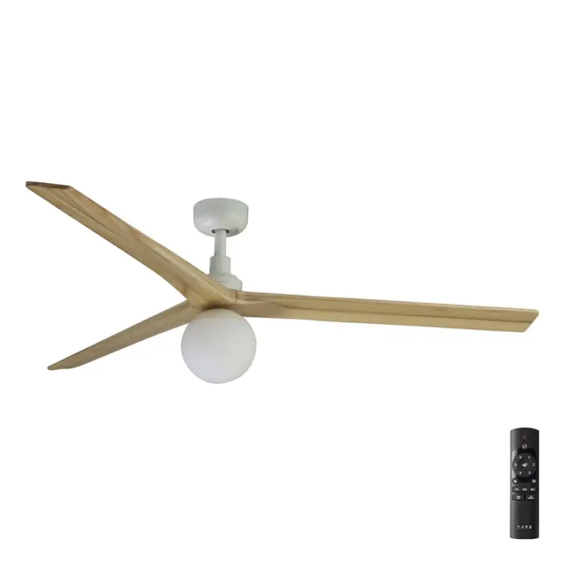 FARO 34279-11L - Plafondventilator KLIM L 1xE27/15W/230V eiken/wit diameter 150 cm + afstandsbediening Goedkoop