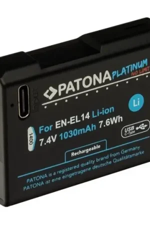 PATONA - Accu Nikon EN-EL14/EN-EL14A 1030mAh Li-Ion Platinum USB-C opladen Laatste Kans