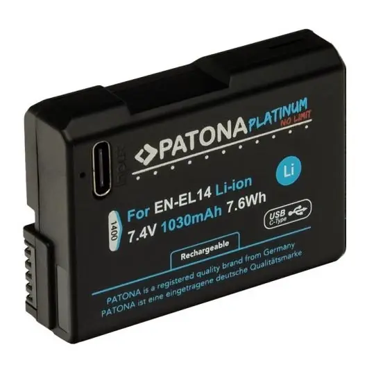 PATONA - Accu Nikon EN-EL14/EN-EL14A 1030mAh Li-Ion Platinum USB-C opladen Laatste Kans