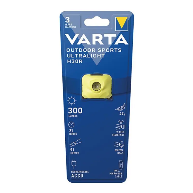 Varta 18631201401 - Dimbare oplaadbare LED-hoofdlamp OUTDOOR SPORTS LED/5V 600 mAh IPX4 geel Favoriet