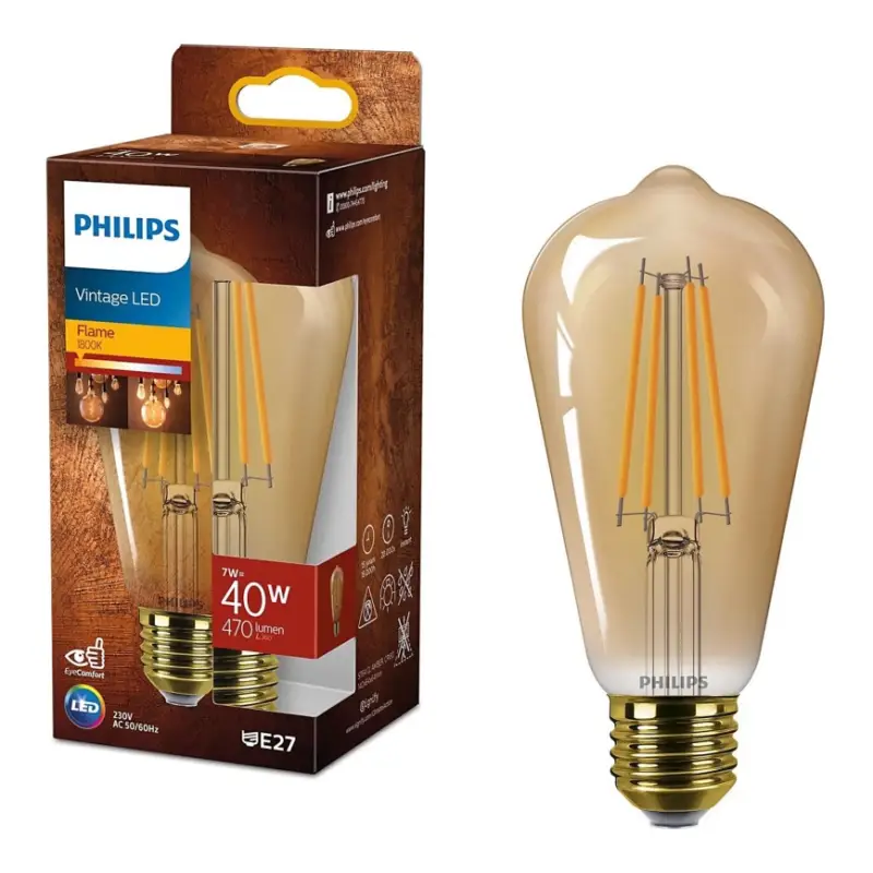 LED Lamp VINTAGE Philips ST64 E27/7W/230V 1800K Voordeelprijs