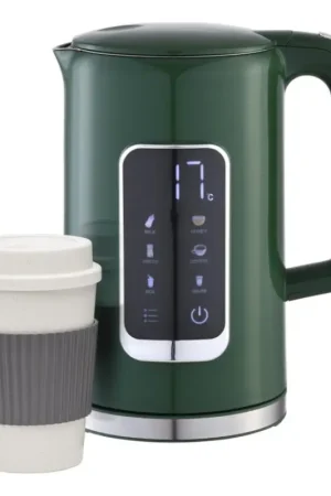 Merkproduct Ketel met LCD scherm 1,7 l 2200W/230V groen + reisbeker 450 ml