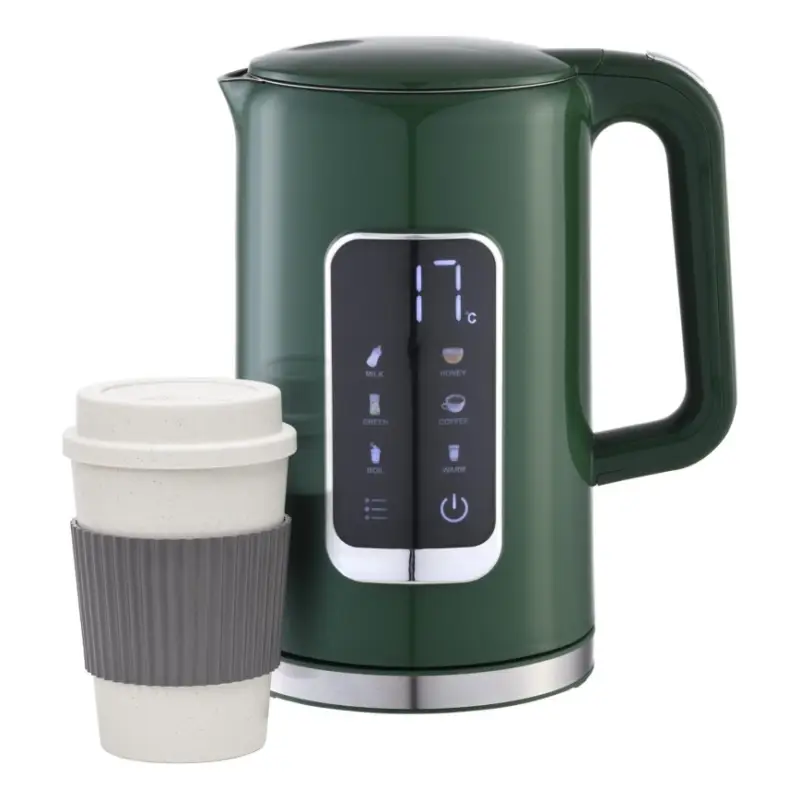 Merkproduct Ketel met LCD scherm 1,7 l 2200W/230V groen + reisbeker 450 ml