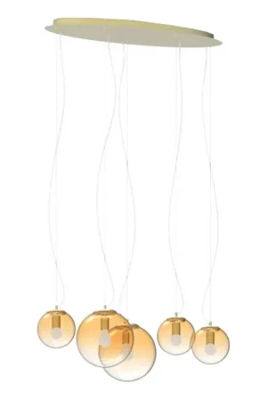 Actieprijs Ideal Lux - Hanglamp aan een koord MAPA 5xE27/42W/230V goud/gerookt