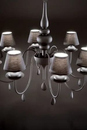 Beperkte Voorraad Ideal Lux - Hanglamp aan een ketting BLANCHE 8xE14/40W/230V diameter 92 cm zwart