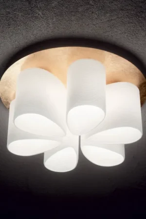 Actieprijs Ideal Lux - Plafondlamp DAISY 6xE27/52W/230V diameter 60 cm goud/wit