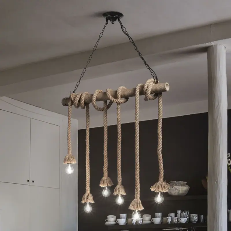 Seizoensaanbieding Ideal Lux - Hanglamp aan een koord CANAPA 6xE27/15W/230V bruin