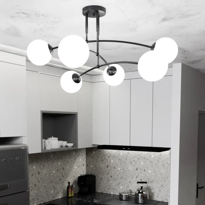 Merkproduct Hanglamp met vaste pendel PREGOS 6xE14/10W/230V zwart/wit