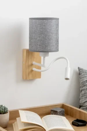 Actieprijs Brilagi - LED Flexibele wandlamp NUBILA WOOD 1xE27/25W/230V + LED/3W eiken/grijs