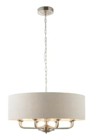Beperkt Aanbod Endon 99152 - Hanglamp aan een ketting HIGHCLERE 8xE14/40W/230V grijs/mat chroom diameter 70 cm