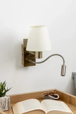 Actieprijs Brilagi - LED Flexibele wandlamp NUBILA 1xE27/25W/230V + LED/3W messing/crème