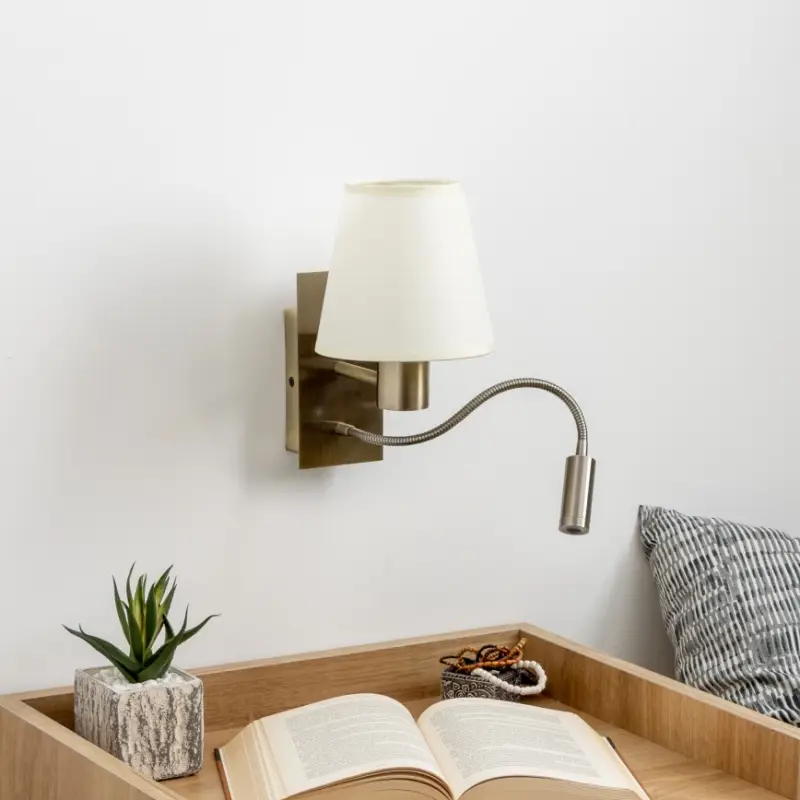 Actieprijs Brilagi - LED Flexibele wandlamp NUBILA 1xE27/25W/230V + LED/3W messing/crème