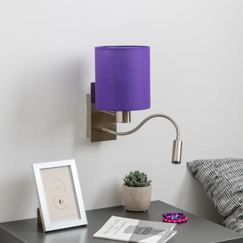 Aanbieding Brilagi - LED Flexibele wandlamp NUBILA 1xE27/25W/230V + LED/3W mat chroom/paars