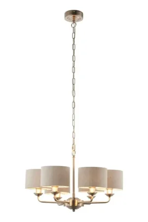Beperkte Voorraad Endon 99151 - Kroonluchter met ketting HIGHCLERE 6xE14/28W/230V grijs/mat chroom Ø 53 cm