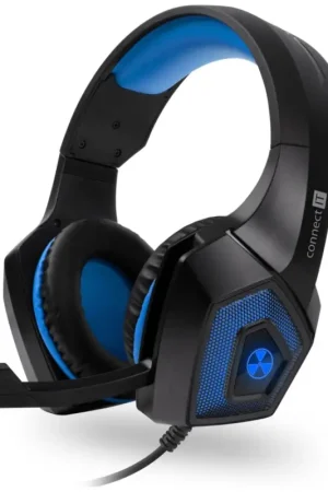 CONNECT IT CHP-5500-BL - LED Bedrade gaming-koptelefoons met een microfoon zwart/blauw Bestseller