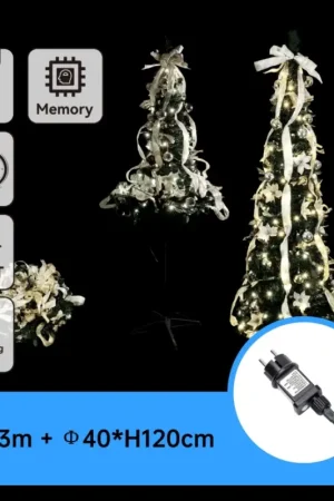 Aigostar - LED kerstboom voor buiten 80xLED 1,2m IP44 wit/goud koel wit Betrouwbaar