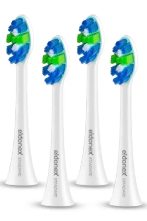 ELDONEX ETB-0001-WH - Set van 4 vervangende opzetborstels STANDARD voor SonicPro-tandenborstel, wit Laatste Kans