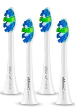 ELDONEX ETB-0002-WH - Set van 4 vervangende SENSITIVE-opzetborstels voor SonicPro-tandenborstel, wit Aanbieding