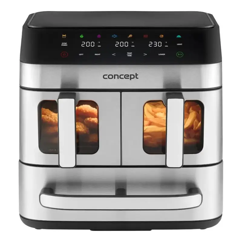 Express Levering Concept FR9000 - Airfryer PIZZA TRIO 18,5 l 2700W/230V roestvrij staal/zwart