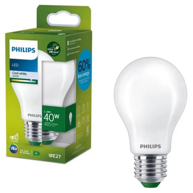 Philips ULTRAEFFICIENT A60 LED-lamp E27/2,3W/230V 4000K Seizoensaanbieding