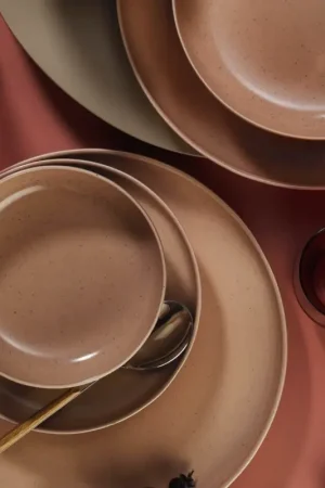 16-delige serviesset bruin/beige porselein Finale Uitverkoop
