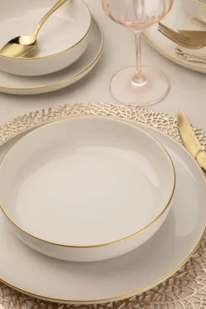 Snelle Levering 8-delige serviesset, wit/goud, porselein