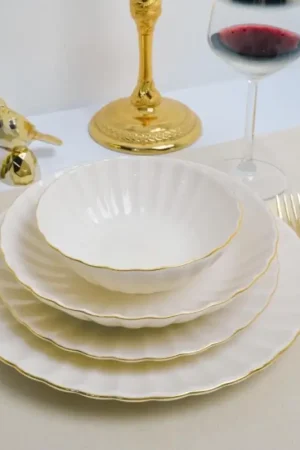 Must-Have 24-delige serviesset, wit/goud, porselein