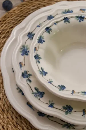 Actieprijs 24-delige serviesset wit/blauw/porselein