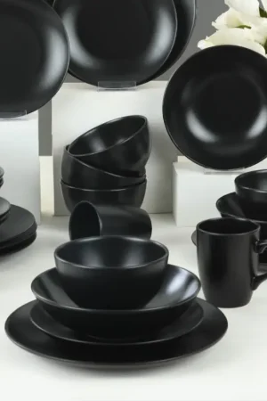 30-delige dinerset, zwart/keramiek Seizoensaanbieding