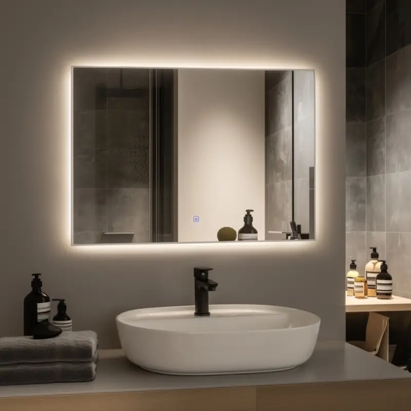 Brilagi - LED-badkamerspiegel DESIO LED/28W/230V 60x80 cm zilver IP44 CRI 90 dimbaar + CCT Op = Op