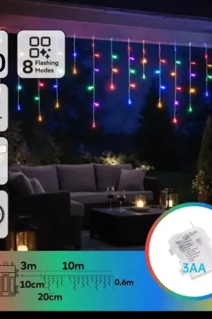 Aigostar - LED buiten kerstverlichting 200xLED/8 functies 3xAA 13x0,6 m IP44 meerkleurig Gecertificeerd