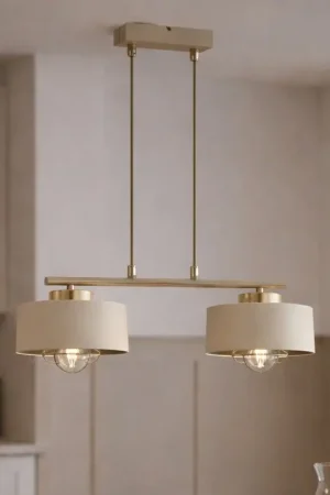 Brilagi - Hanglamp aan snoer SPRING 2xE27/60W/230V beige/goud Betaalbaar