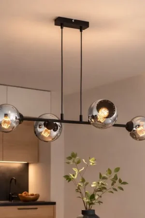 Laatste Versie Brilagi - Hanglamp aan kabel DIOR 4xE27/60W/230V zwart/rookgrijs