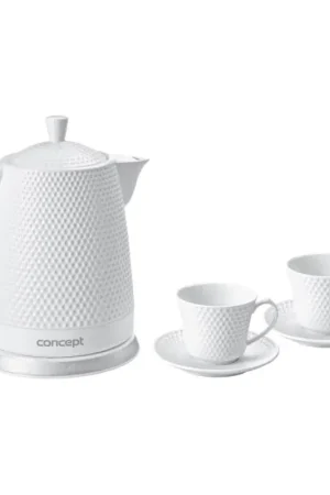 Betrouwbaar Concept RK0040 - Waterkoker 1,5 l 1500W/230V wit/keramiek + 2 kopjes met schoteltjes