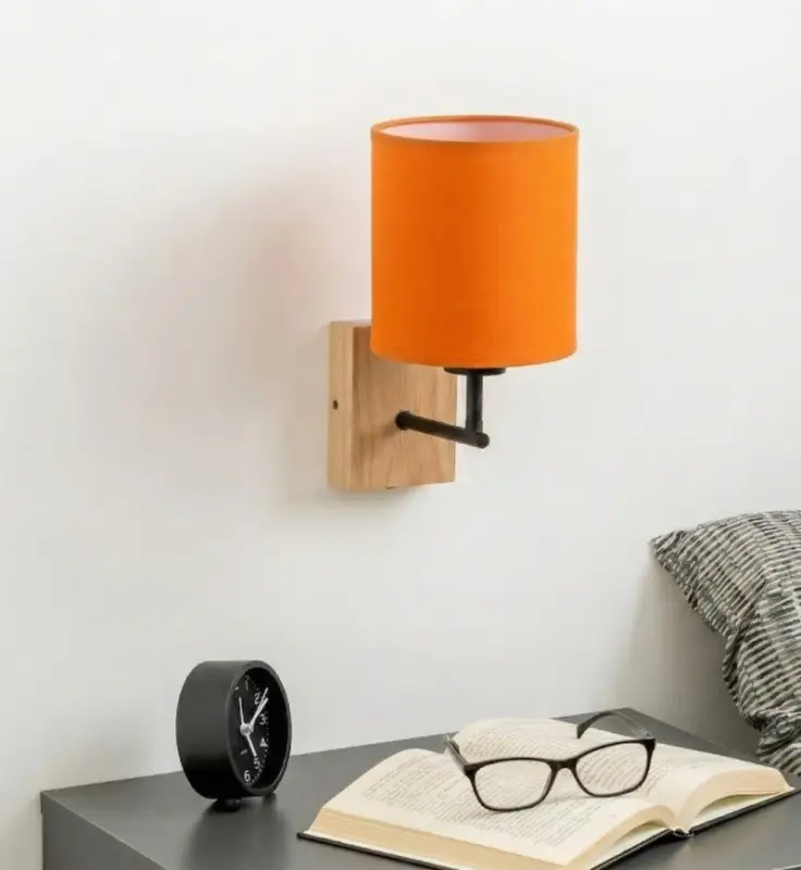 Beperkt Aanbod Brilagi - Wandlamp NUBILA WOOD 1xE27/25W/230V eiken/zwart/oranje