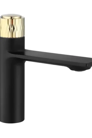 Beperkte Voorraad REA-B9987 - Wastafelkraan STORM 16,5 cm zwart/goud